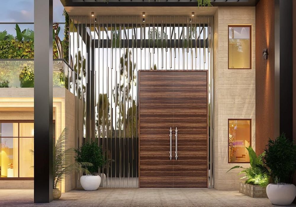 Grand classical palace illuminated with warm lights